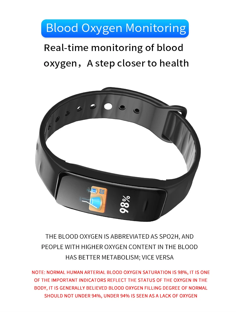Torntisc C1S smart band Support Heart Rate Blood Pressure Oxygen monitor Activity Tracker Fitness Bracelet for Xiaomi Mi Amazfit IOS (14)