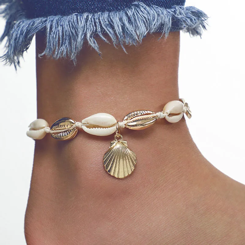 

Bohemian Style Natural Sea Shell Conch Anklets for Women Geometric Yoga Foot Jewelry Anklet Barefoot Sandals Beach Anklet YN775