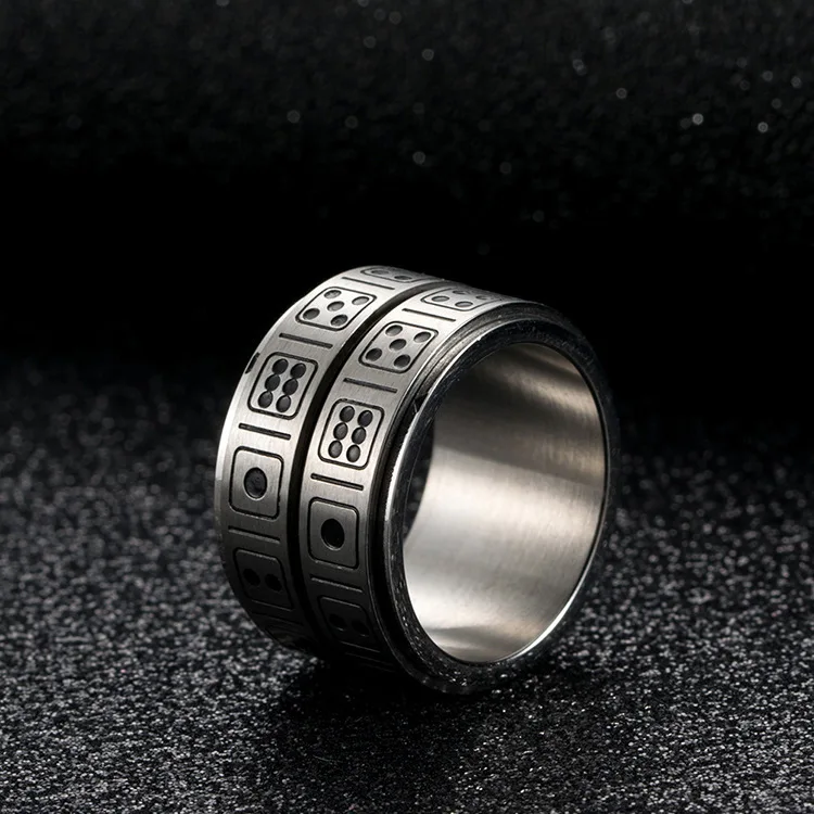 Двухслойный Спиннер, вращающиеся кости, геймерские вечерние кольца из нержавеющей стали, серебряное кольцо для игры с цифрами, кольца для мужчин, вечерние коктейльные кольца