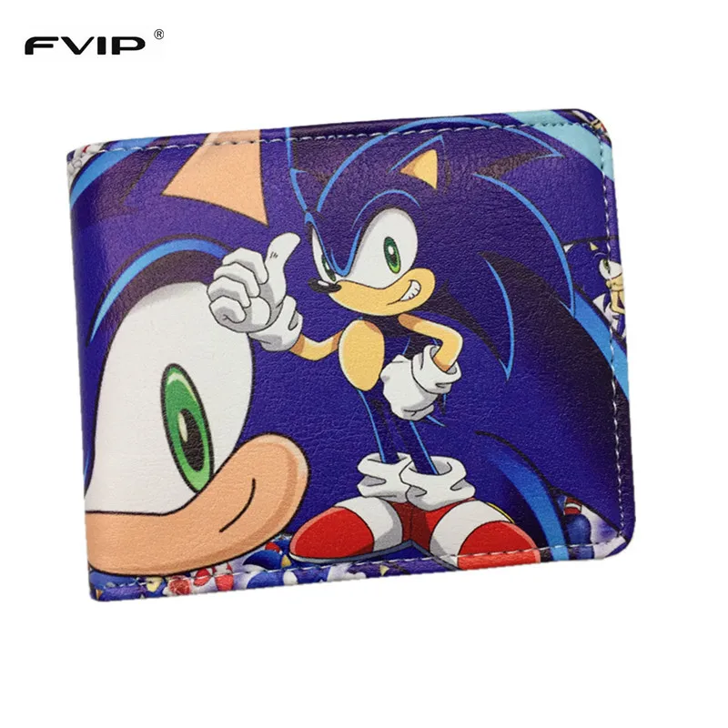 FVIP Sonic the Hedgehog Anime Wallet PU Cartoon Super Sonic Wallets for Student Teenager