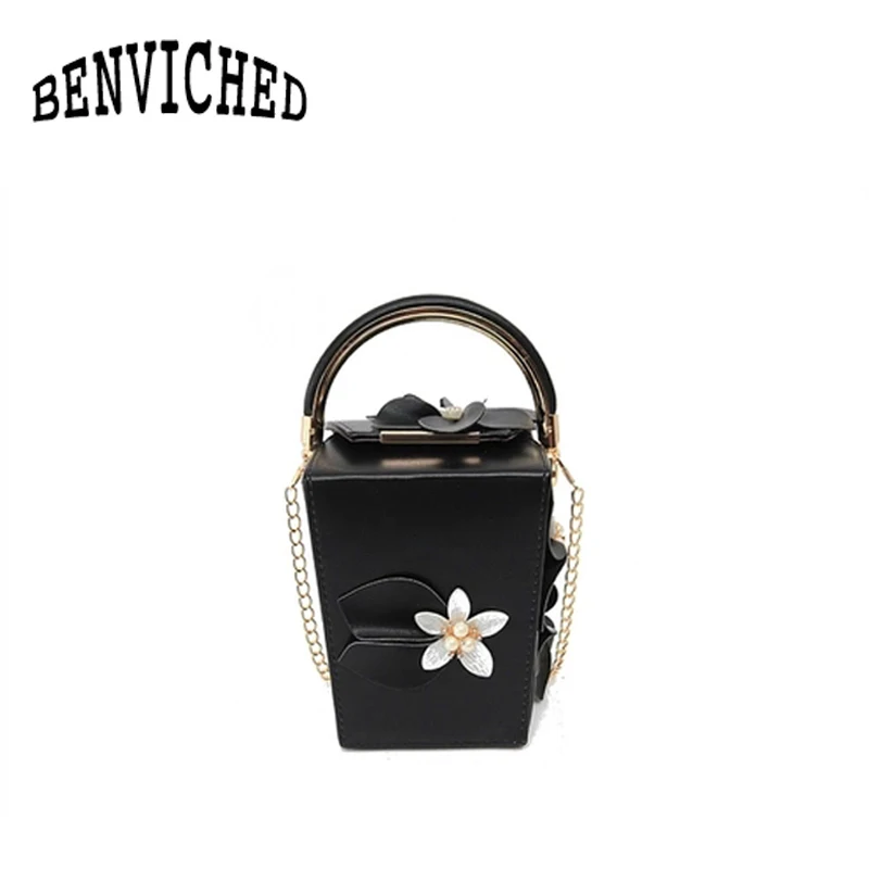 

BENVICHED 2019 summer 3D flower rhinestone women's handbag small evening bag lady's shoulder bag mini chain bag box bag R583