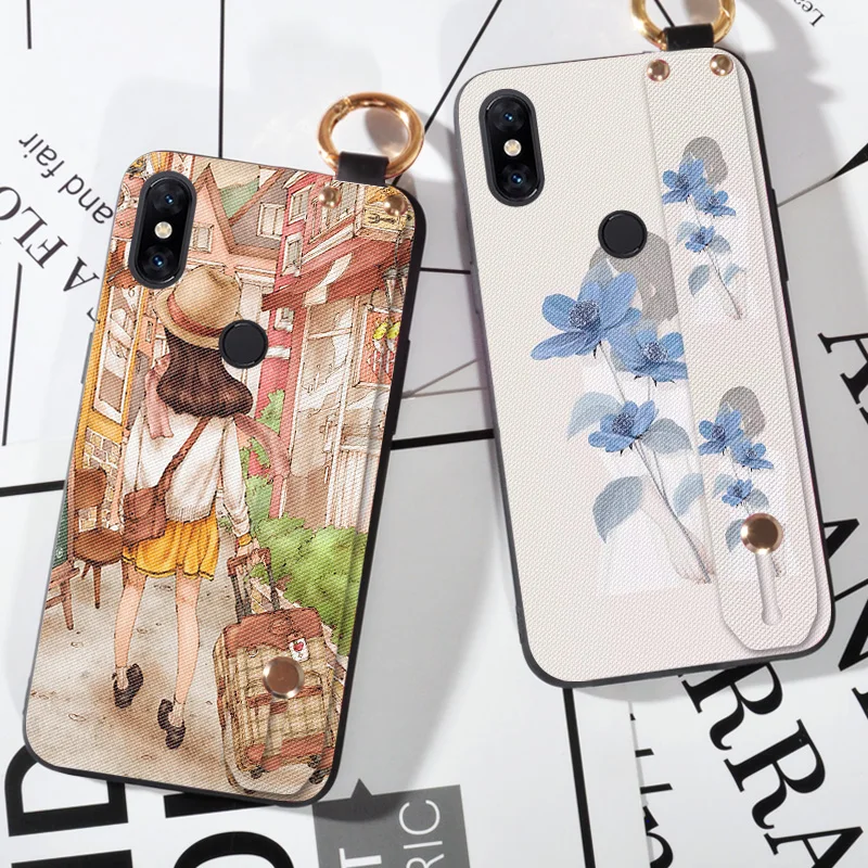 

Luxury Strap Case For XiaoMi Mi Mix 2 2S 3 Mix2 Pretty Flower Holder Case For Xiaomi Black Shark / Pocophone f1 Back Cover