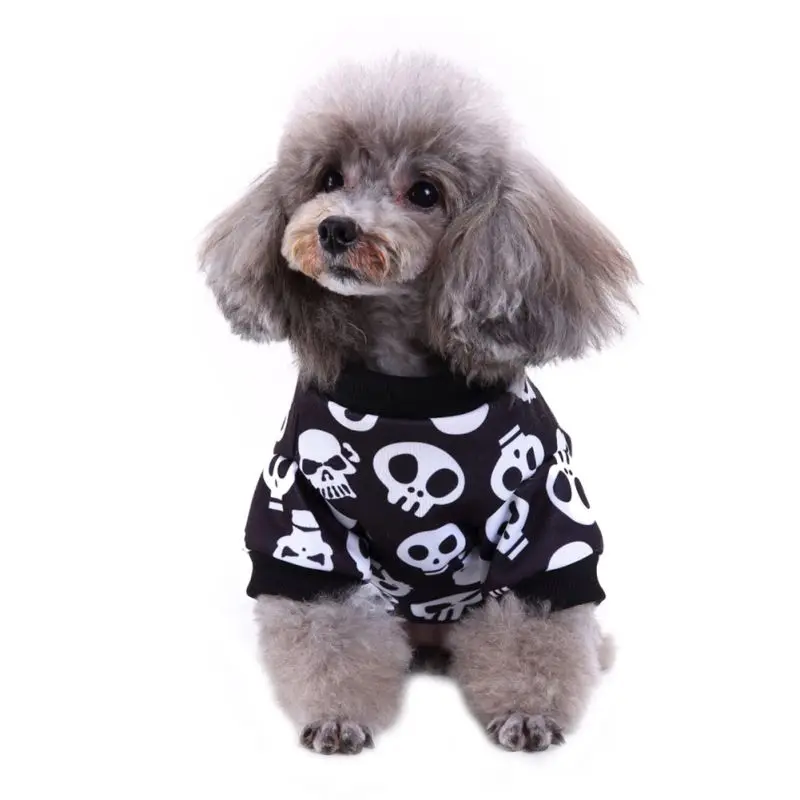 Хэллоуин для домашней собаки одежда пальто череп щенок зимняя теплая куртка одежда для домашних животных четыре ноги одежда для маленьких