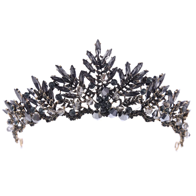 Baroque Bronze Black Crystal Beads Bridal Tiaras Rhinestone Diadem Pageant Crown For Brides Headbands Wedding Hair Accessories | Украшения