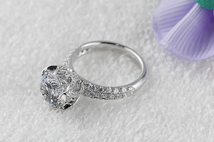 Роскошное кольцо в форме лотоса с лепестками 3 карата, обручальное кольцо SONA nscd, женское кольцо из чистого чистого серебра 925 пробы, обручальное кольцо