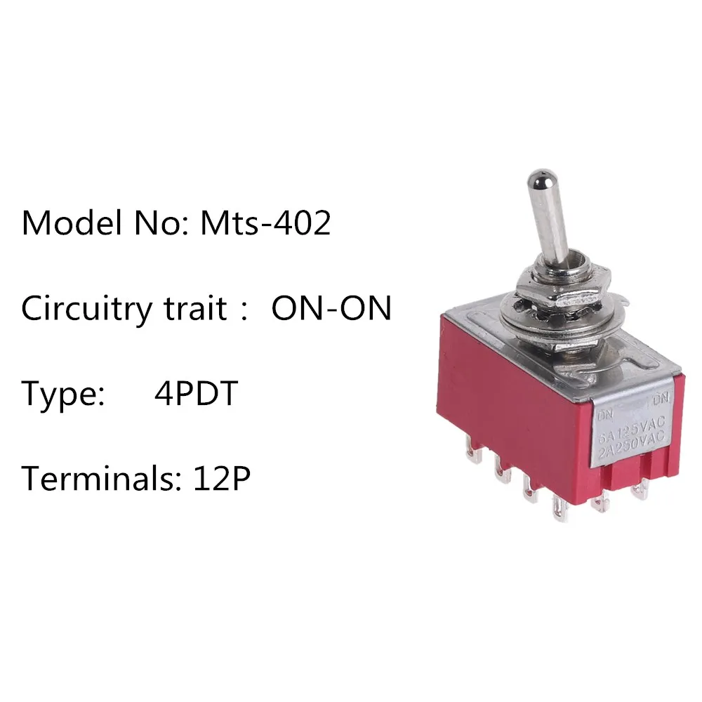 1 шт. миниатюрный тумблер красный Mts-102 MTS-101 MTS-202 MTS-303 MTS-402 250V 2A 125V 5A - Цвет: MTS-402