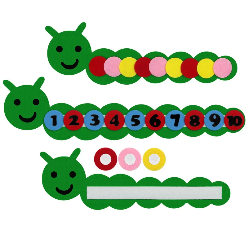 

Cute Caterpillar Number Color Kids Craft Toys For Children Kindergarten Teaching Manual DIY Weave Cloth Early Educational Toys