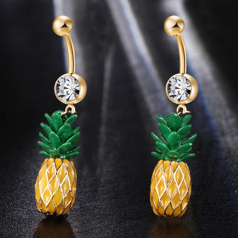 1PC 2019 Trendy Belly Button Rings Body Piercing Jewelry Bohemian Pineapple Piercing Navel Rings