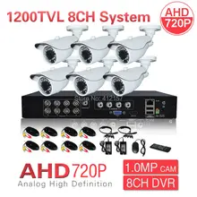 CCTV AHD 720P 1200TVL 6CH Security Camera System 8CH HDMI 3-IN-1 Hybrid DVR NVR 1080N Surveillance Kit P2P PC Phone Mobile View