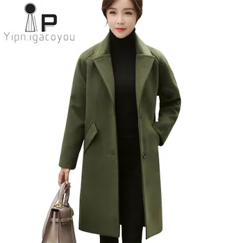 

Korean Long Winter Jacket Women Wool Coat Autumn Plus size Thicken Warm Student Female Overcoat Elegant Black Ladies Woolen Coat