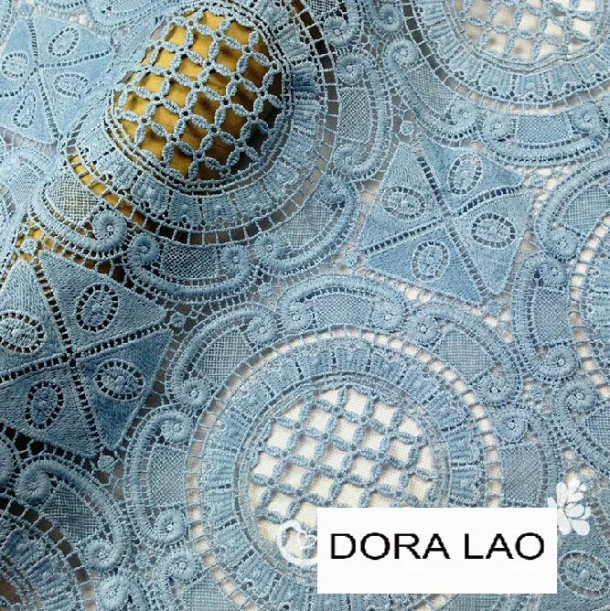 Распродажа! 120 см Широкий светло-голубой традиционный стиль вышивка водорастворимый вырез Кружевная Ткань Одежда материал украшения