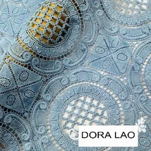 Распродажа! 120 см Широкий светло-голубой традиционный стиль вышивка водорастворимый вырез Кружевная Ткань Одежда материал украшения