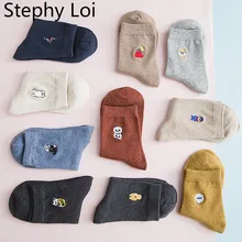 5 пар/лот, Kawaii, кот, фламинго, животные, вышивка, хлопок, для женщин, девочек, носки, уличная одежда, милые, забавные, Sokken Pack, Винтаж