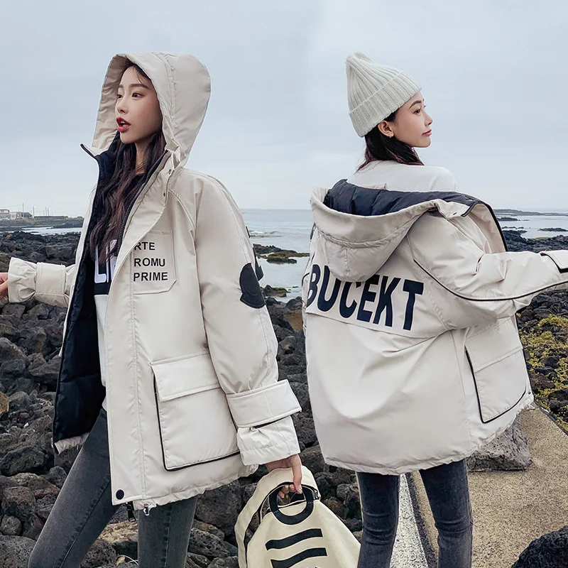 Повседневные меховые куртки с капюшоном, женская зимняя куртка, женская короткая стильная зимняя Новинка, Корейская шапка, Свободное пальто 823