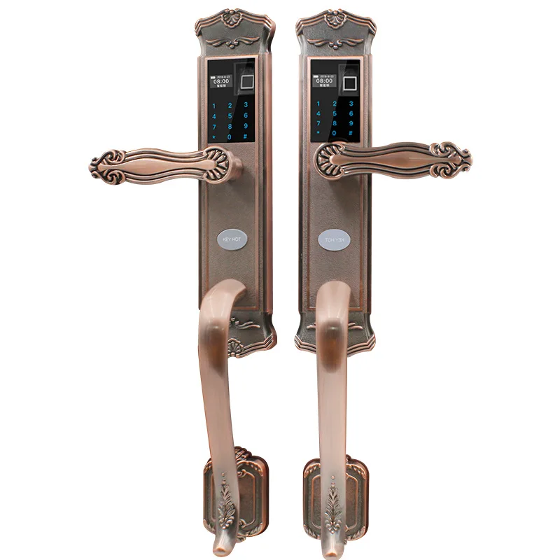 

2018 Electronic Door Lock Selling European Fingerprint Lock Gate Villa Luxury Big Shake Handshandle For Intelligent Anti-theft