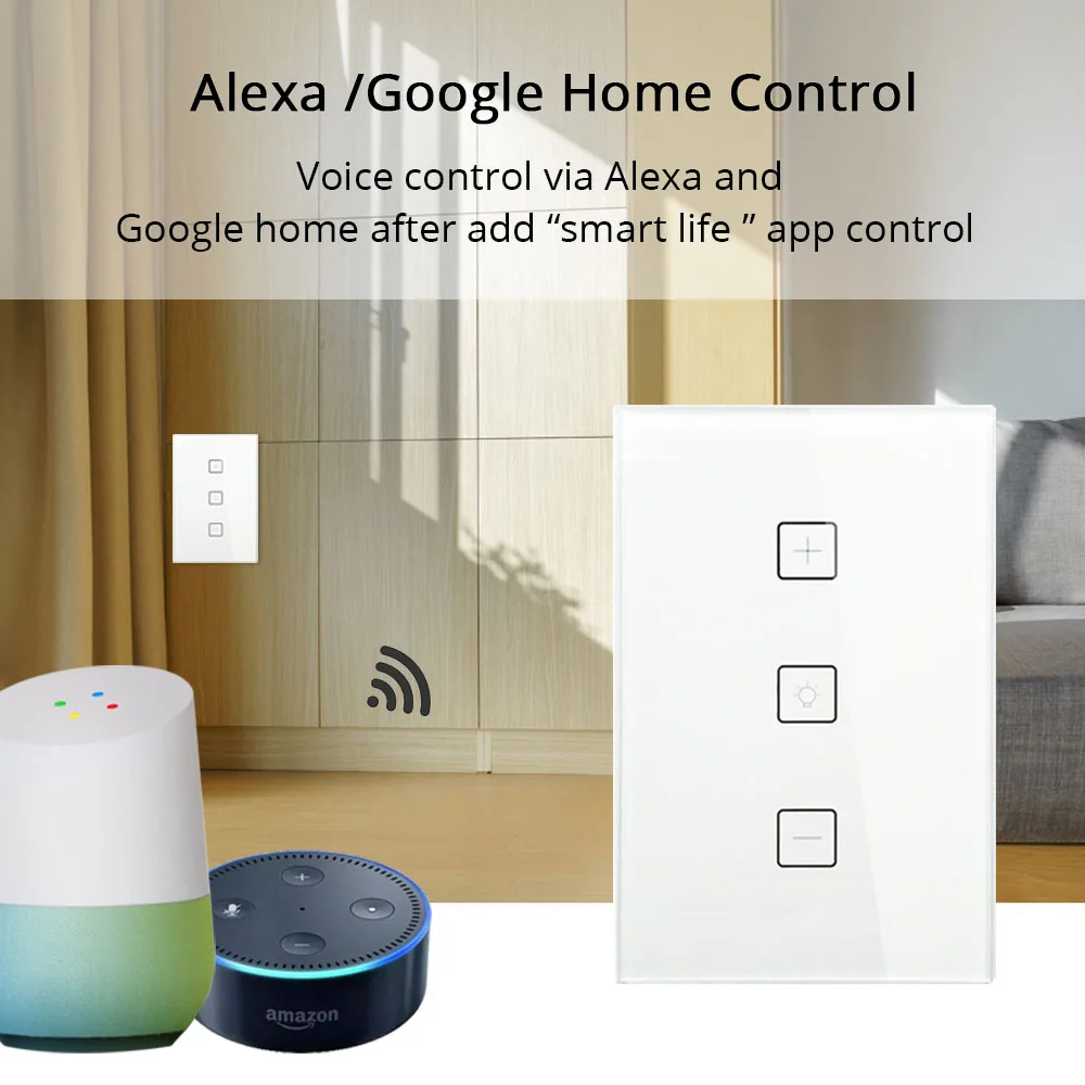 Диммер Zemismart US сенсорный переключатель работает с Alexa Google Home поддержка таймера