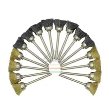 16pcs Steel And Brass Wire Cup Wheel Brushes Rust Rotary Tools For Dremel Grinding Polishing Clearing Accessories
