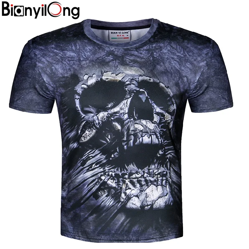 

BIANYILONG America Fashion Hip Hop T shirt for men summer tops 3d t-shirt print skulls flowers tees shirts Plus Size M-5XL