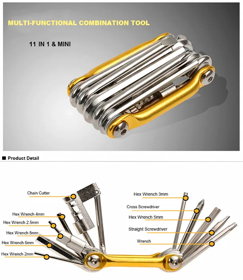 Высококачественный Мини-ремонтный Карманный складной инструмент 11 в 1, набор инструментов для велосипеда, дорожный велосипед, набор инструментов для велоспорта, набор инструментов для ремонта, гаечный ключ
