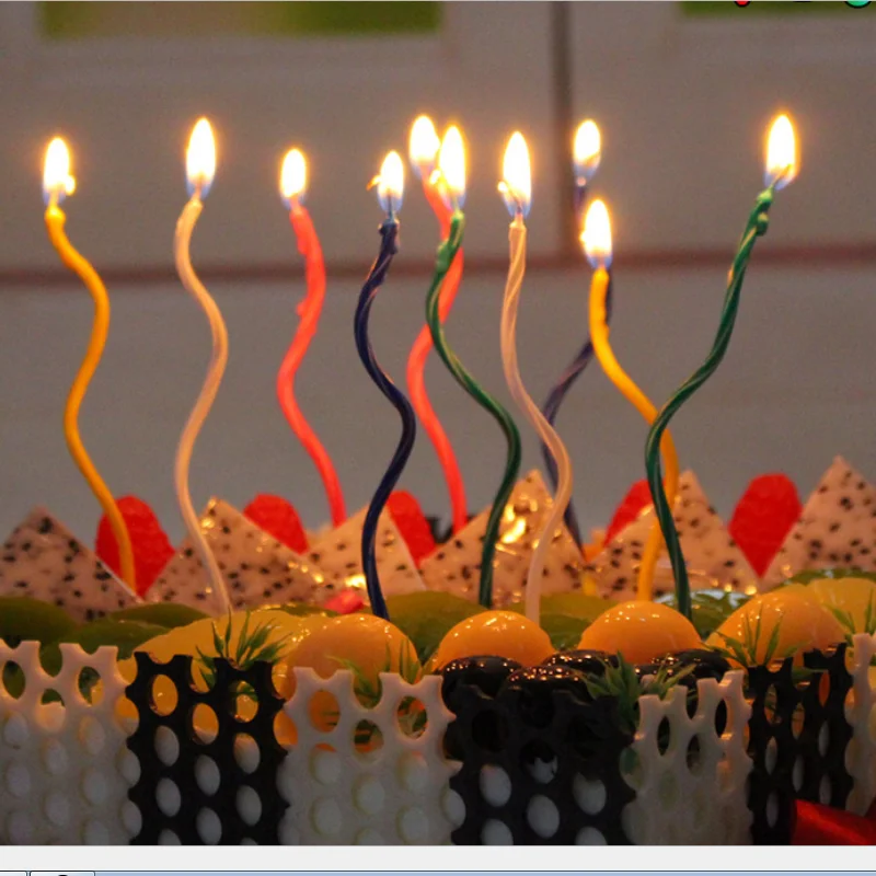 8pcs=1set Mix Color Long Curve Cake Candles Birthday Candle Wedding