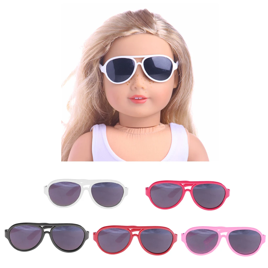 Pair of Various Colors Fashion Oval Frame Glasses Sunglasses for Girl Dolls Costume Matching Accessories