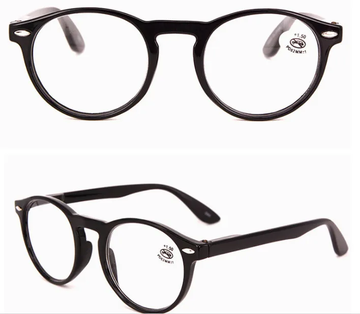 Eyesilove новые модные женские очки для чтения мужские круглые винтажные очки для чтения с несколькими цветами+ 100+ 150+ 200+ 250+ 300+ 350 - Цвет оправы: Черный