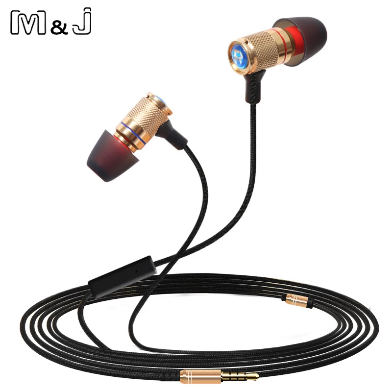 M&J Professional Monitor DJ Studio Bass stereo Sluchátka do uší Sluchátka 3,5 mm s mikrofonem Sluchátka do telefonu pro iPhone Samsung