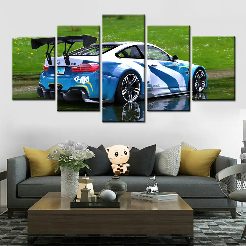 5 Piezas Hd Lienzo Pintura Bmw Pintura De Coches Casa Lienzo Arte
