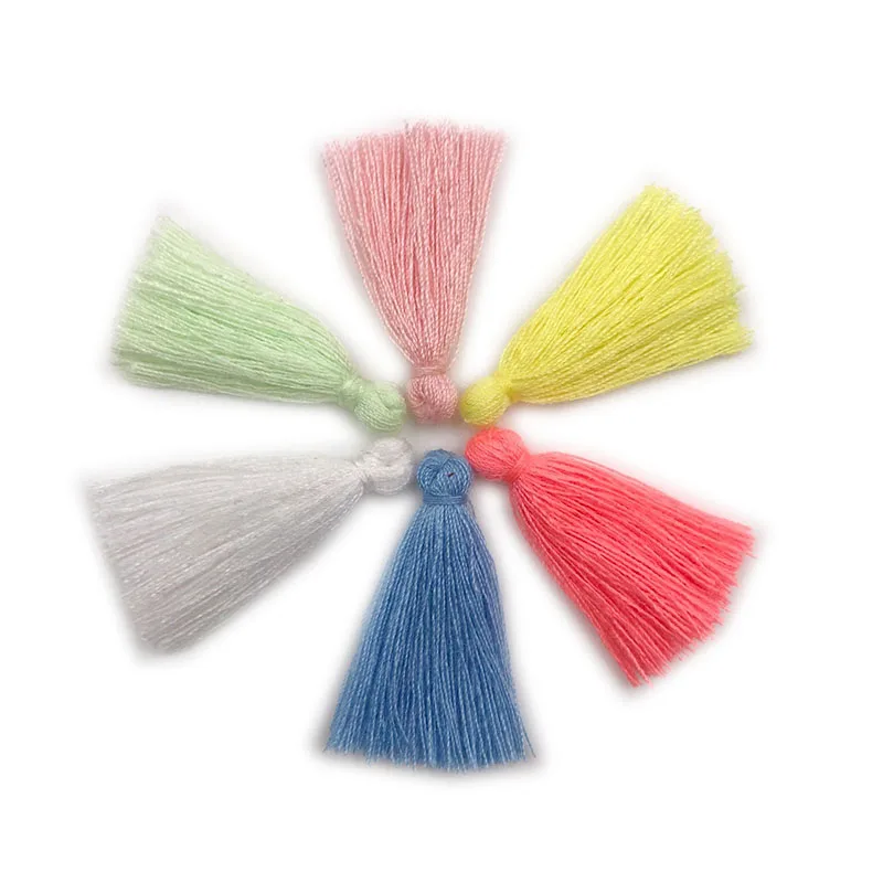 100PCS 3CM Mini Cotton Thread Fabric Tassel DIY Pendant Jewelry Key Making Fringe Trim Craft Tassels Sewing Accessories