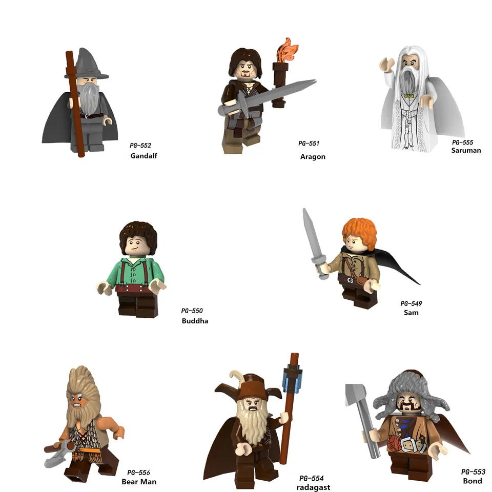 

For Legoing Lord of the Rings Figures Arwen Bilbo Bombur Frodo Gandalf Galadriel Aragon Building Blocks Set Toys Kits Bricks kid