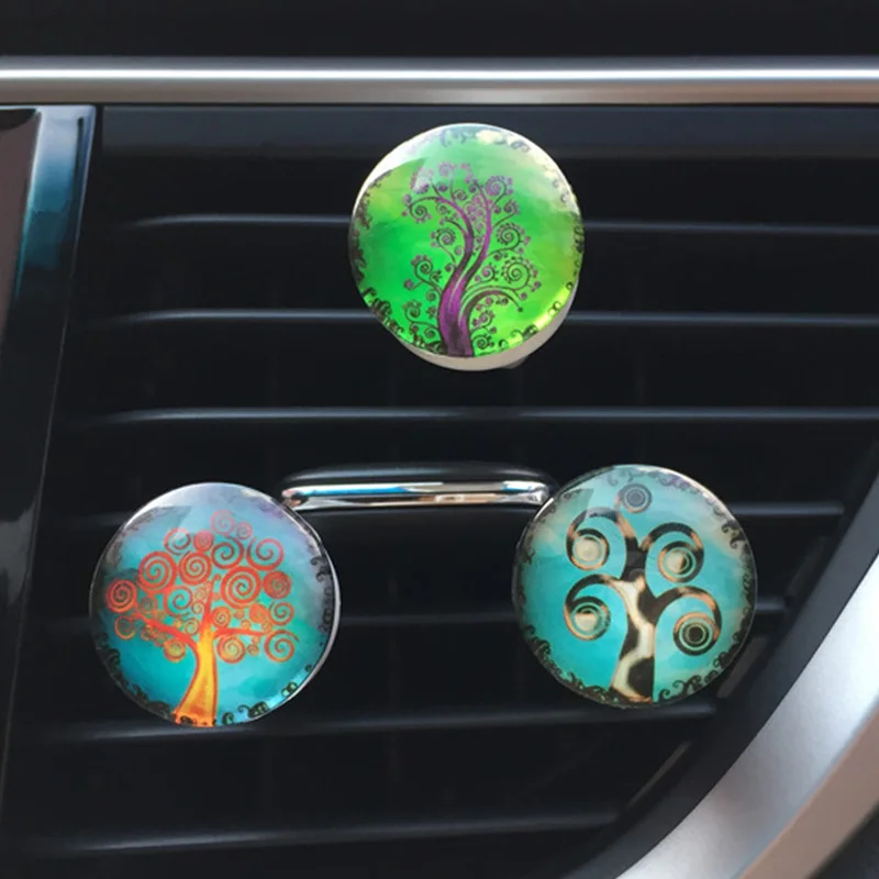 

Dzanken Cute Tree Badge Shaped Air Freshener Lavender Ocean Juicy Peach Lemon Ventilation Clip for Car & Air Vent& Auto