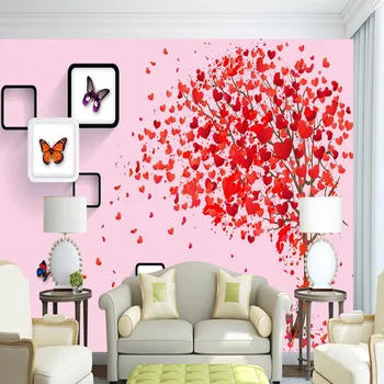 

3D Stereoscopic Wallpaper Photo Wall Mural Romantic Love Tree Sofa TV Background Wallpaper for Children Warm 3D Wall Paper Mural