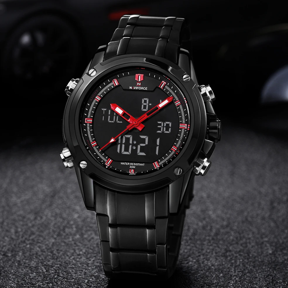 Топ мужские часы люксовый бренд Naviforce Мужские кварцевые часы Аналоговые светодиодные спортивные часы мужские армейские военные наручные часы Relogio Masculino