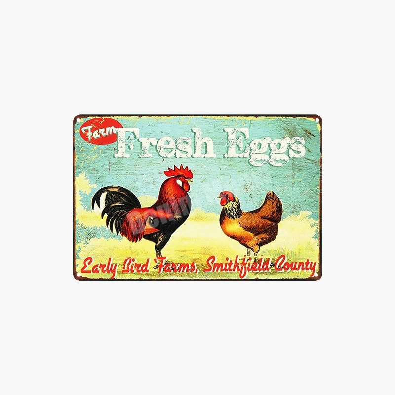 Остерегайтесь куриного дерьма Ретро металлический знак свежее яйцо оловянный плакат кухня Сад Ферма Декор железные винтажные наклейки на стену MN129 - Цвет: W