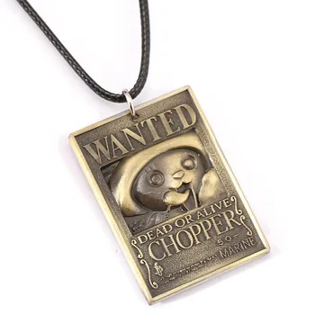 

12pcs/lot ONE PIECE Wanted Poster Necklace Chopper Warrant Pendant Friendship Men Women Anime Jewelry Choker Accessories
