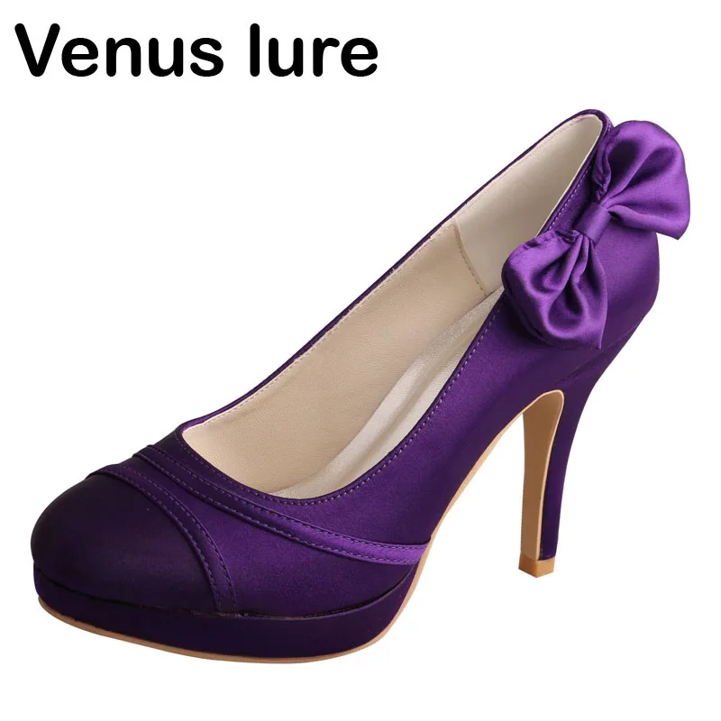 Venus lure Custom Handmade Womens Purple Footwear for Wedding Bows High ...