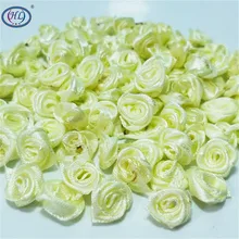 HL 100 шт. светло-желтые ленты Сатиновые розы/украшение на свадьбу декорация рукоделие хобби одежда аксессуары Швейные Аппликации 15 мм A664