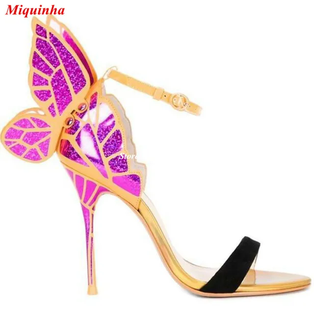 Butterfly Wing Ankle Wrap Sandals Women Stiletto Heels
