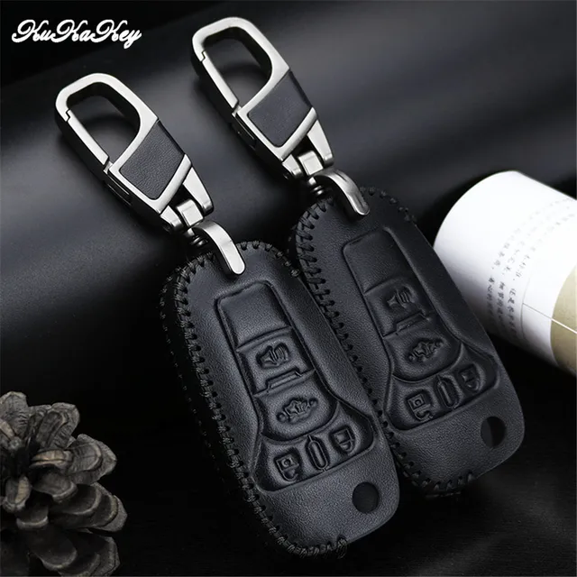 Leather Key Fob Cover Case Shell Holder For Ford Ka 2017 Focus Leather Key Fob Cover Case Shell Holder For Ford Ka 2017 Focus Fiesta Fusion F150 F 150 Mustang Explorer Flip 4 Ons Keychain