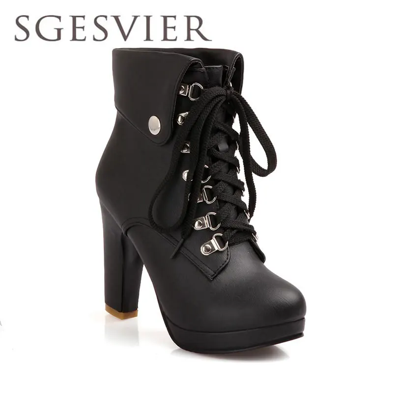 

SGESVIER new 2017 hot Winter keep-warm ankle boots super high heel shoes wowan Fashionable platform vintage Women shoes GBH274