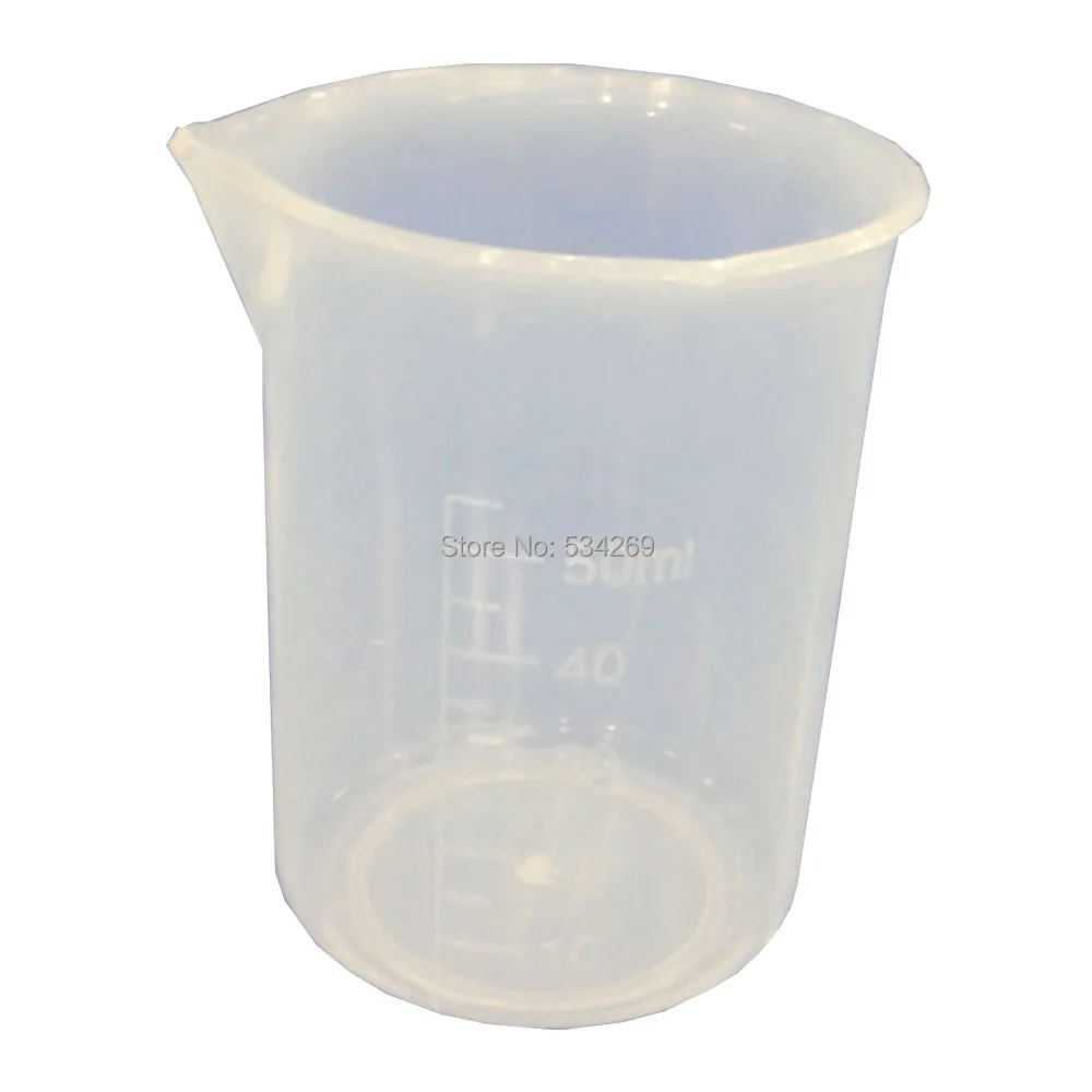 10 шт. 50 мл пластиковый лабораторный стакан с носиком и двойной стороной Градуированный без ручки мерный стакан