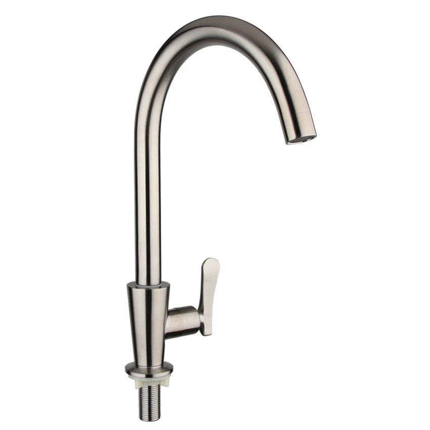 Kitchen faucet Single cold water faucet brushed kitchen tap 304stainless steel Deck Mounted Single Handle Single Hole Ceramic