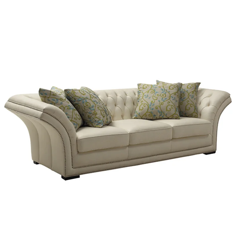 

tyle Sofa Three Seater with Hand Carved Solid Wood Frame