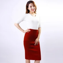 Осенне-зимняя Шерстяная трикотажная юбка средней длины wsr595