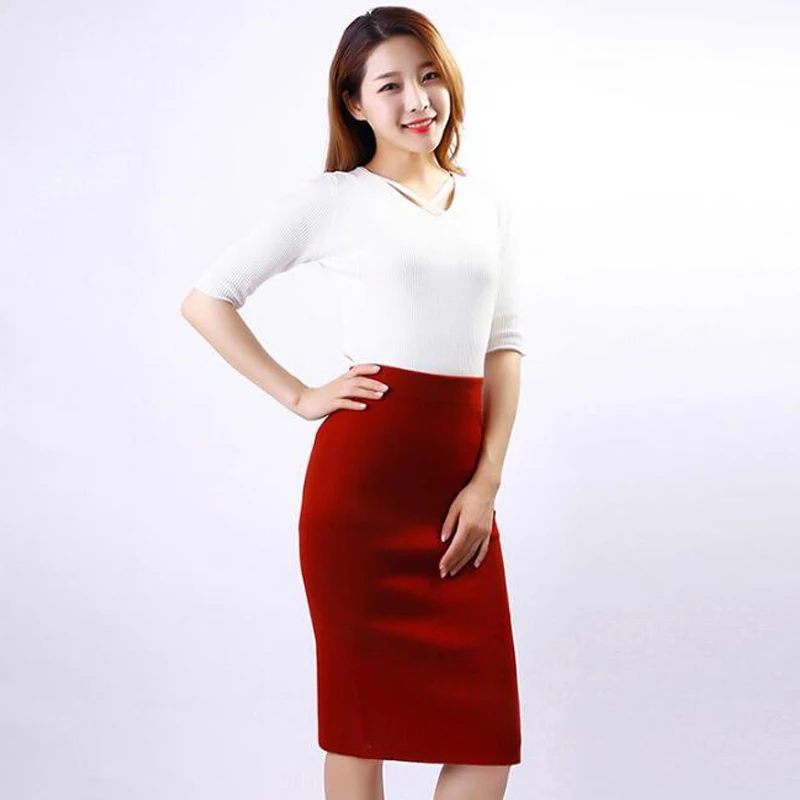 

Autumn and Winter Wool Knitted Half-length Skirt wsr595