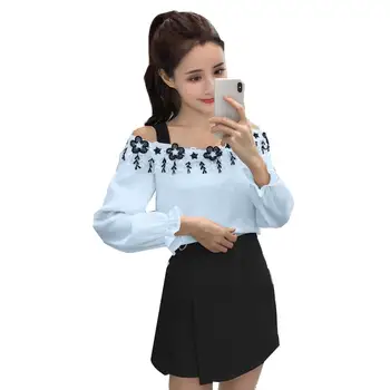 

2018 spring chiffon blouse & skirt 2 pcs clothing set sweet girl outfit summer new women's street suits korean fashion Size S-XL