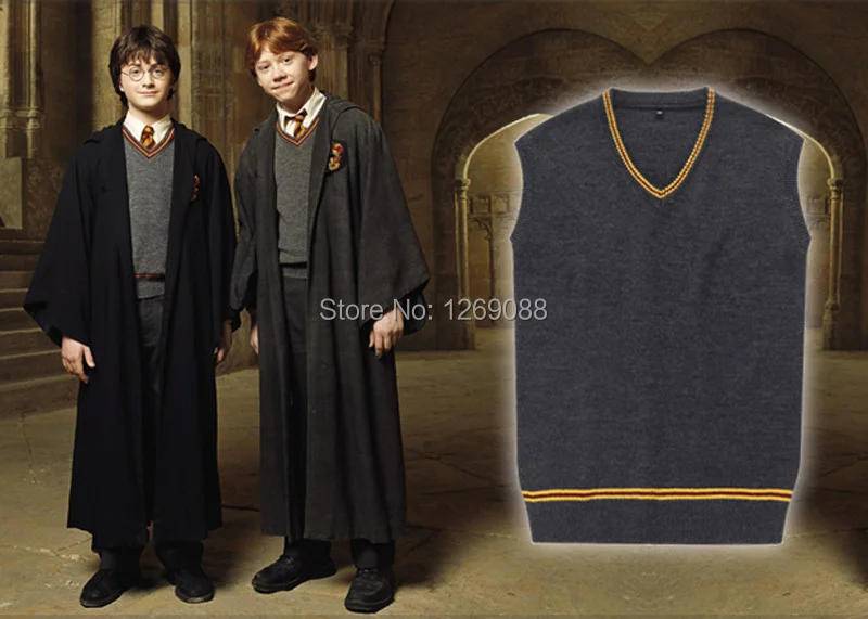 Harry Potter Cosplay Costume Gryffindor Vest School Uniform Unisex V Neck Harry Sweater Waistcoat Black All Match Daily Clothes Clothes Box Sweater Holdersweaters Guys Aliexpress