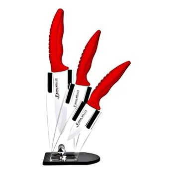 

Multifunctional Universal Colorful Ceramic Knives Sets Kitchen Cleaning Vegetable Tools with Stand