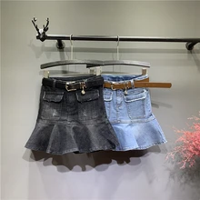 Новая высокая талия анти-освещение дикая Корейская версия тонкая Ретро короткая гофрированная юбка для женщин