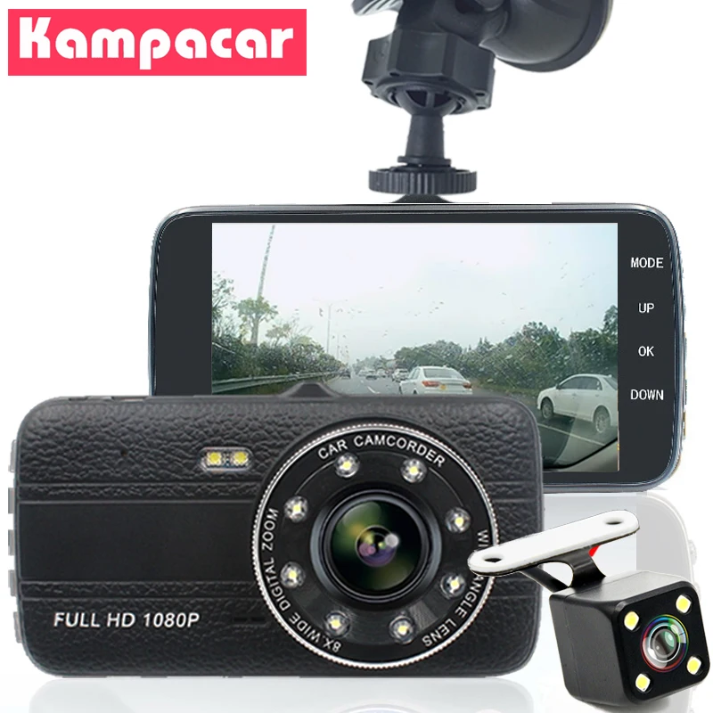 

Kampacar 4 Inch Car DVR Camera Full HD 1080P Car Video Recorder Dash Cam Dvrs With Two Cameras For Cars Vehicle Black DVRs Box